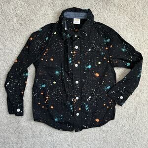 * Gymboree Button Front Shirt Splatter Paint Artist Abstract Neon Retro Size 4T